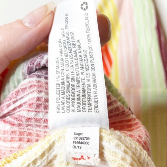 Wild Fable Colorful Rainbow Striped Front Knot Spaghetti Strap Romper - Picture 16 of 16